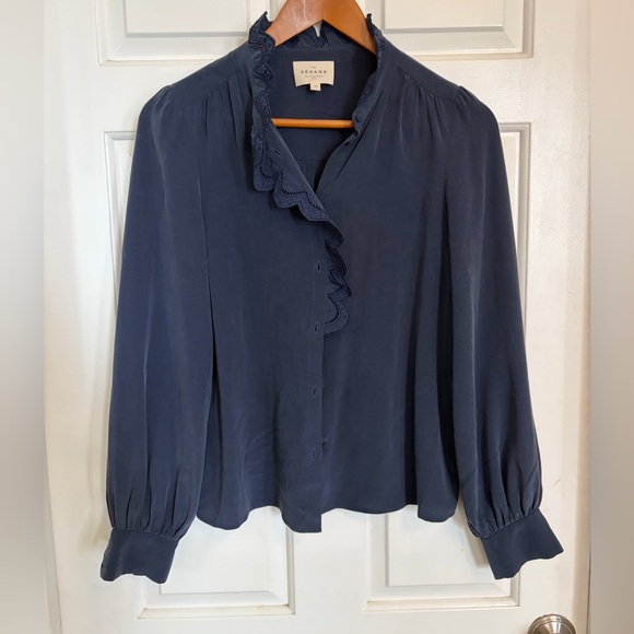 Sezane Chlo Shirt Navy 34/2 - Picture 4 of 9